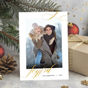 Blijde Elegante Script Foto Kerst Feestdagenkaart