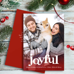 Blijde foto vet typografie Minimaal kerstfeest roo Feestdagenkaart