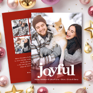 Blijde Fotocollage Vet Typografie Kerst Rood Feestdagenkaart
