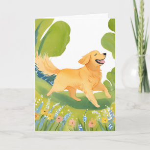 Blijde Golden Retriever Lichte Watercolor Schild Kaart