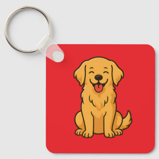 Blijde Goud Retriever Hond – Schattige Grappige Hu Sleutelhanger