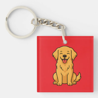 Blijde Goud Retriever Hond – Schattige Grappige Hu Sleutelhanger