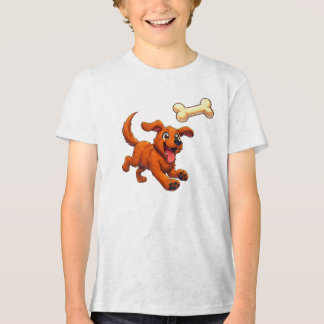 Blijde Hond Jacht op Bot – Grappig Cartoon Puppy T Tri-Blend Shirt