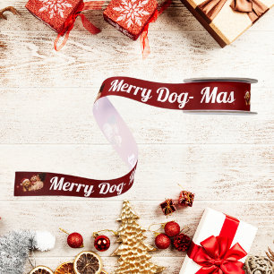 Blijde Hond -Mas Karmozijnrood Kersthond Liefhebbe Lint