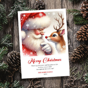 Blijde Kerstman met Rudolph Zoete Feestgroet Feestdagenkaart