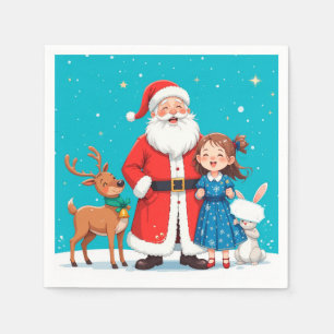 Blijde Kerstman met Sneeuwmaagd Servet