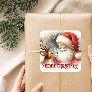 Blijde Kerstman Rudolph Persoonlijke Kinderen Vaka Vierkante Sticker