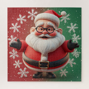Blijde Kerstman Sneeuwvlok Scene Voor Gezellige Fe Legpuzzel
