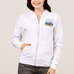 Blijde Krab op Strand met Vuurtoren Hoodie