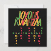 Blijde KWANZAA Principes Kruiswoordraadsel Kaart (Voorkant)