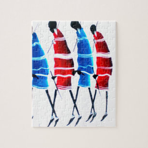 Blijde Mensen Maasai Krijgers Wandelende Kunstprin Legpuzzel