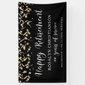 Blijde Pensioen Gouden Confetti Slingers Script Spandoek (Verticaal)