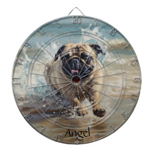 Blijde Pug aan het Strand aanpasbaar Dartbord