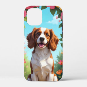 Blijde Puppy Bloemige Vrolijke Huisdier Liefhebber iPhone 12 Mini Hoesje