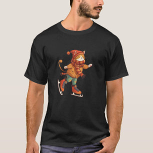 Blijde schaatsende kat voor schoenen en winterlief t-shirt