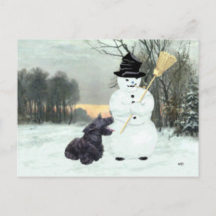 Blijde Schotse Terrier & Sneeuwman Briefkaart