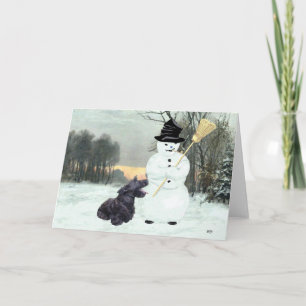 Blijde Schotse Terrier & Sneeuwman Feestdagen Kaart