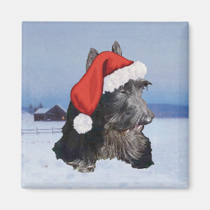 Blijde Scottish Terrier Kerstman Hoed Magneet