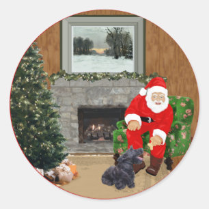 Blijde Scottish Terrier & Kerstman Ronde Sticker
