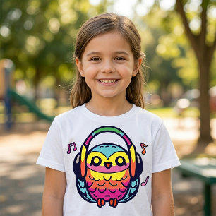 Blijde Uil met koptelefoon die naar muziek luister T-shirt
