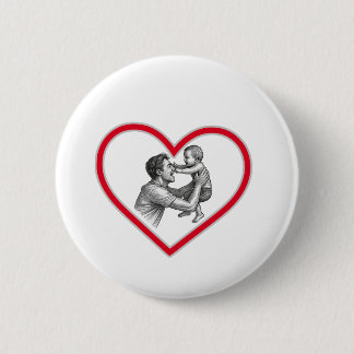 Blijde Vaderdom - Illustratie van papa en babyhart Ronde Button 5,7 Cm