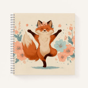 Blijde Vos met Bloemen – Schattige Fantasievolle D Notitieboek
