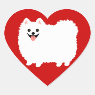 Blijde Witte Pomeranian Hart Sticker