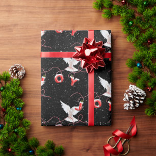 Blijdschap en Duif op Zwart Cadeaupapier