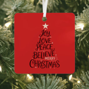 Blijdschap Liefde Vrede Geloof Prettig Kerstmis Bo Metalen Ornament