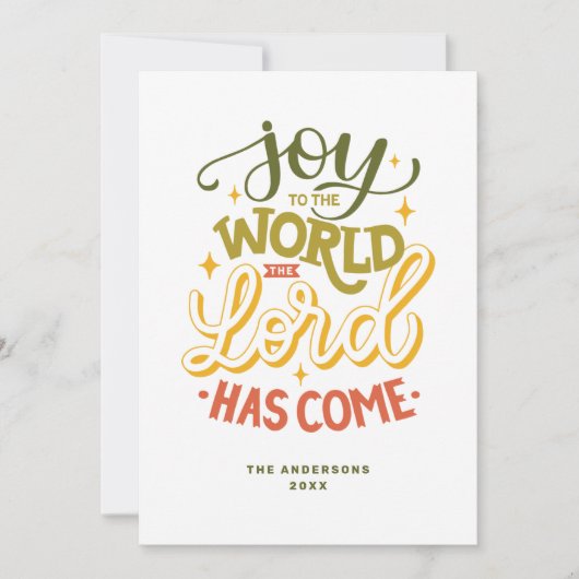 Blijdschap voor de wereld, de Heer is gekomen. Ker Feestdagenkaart (Voorkant)