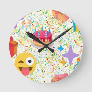 blije verjaardag emoji ronde klok