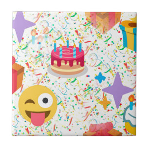 blije verjaardag emoji tegeltje
