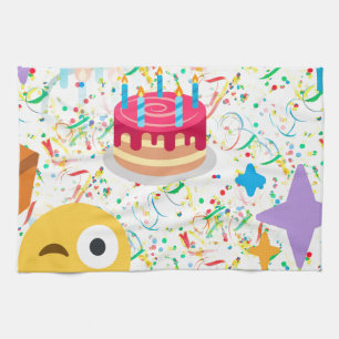 blije verjaardag emoji theedoek