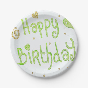 blije verjaardag groene woorden papieren bordje