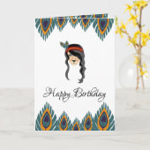 blije verjaardag indian lion kaart (Gele Bloem)