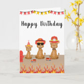 blije verjaardag kameelbrandweerman gele taart kaart (Gele Bloem)