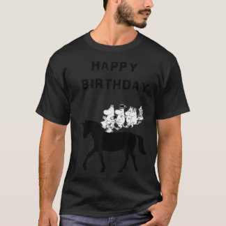 blije verjaardag Moomin unicorn grappig T-shirt