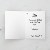 blije verjaardag zwarte en witte zebra ster goud kaart (Binnen)