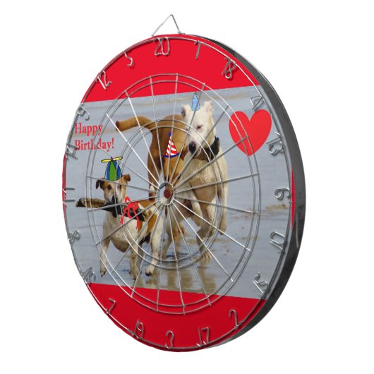 blije verjaardagshonden dartbord (Voorkant Rechts)