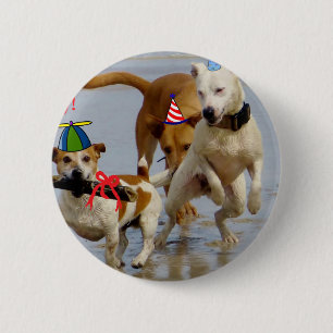 blije verjaardagshonden ronde button 5,7 cm
