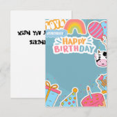 blije verjaardagskaart RSVP kaartje (Voorkant / Achterkant)