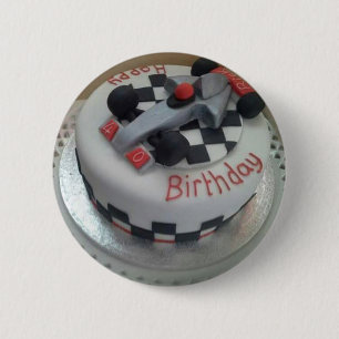blije verjaardagsracewagen ronde button 5,7 cm