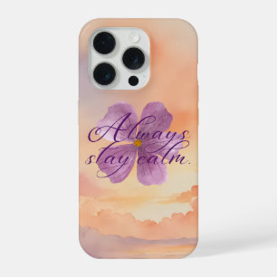 Blijf Altijd Kalmeer Paarse Bloem Waterverf iPhone 15 Pro Hoesje