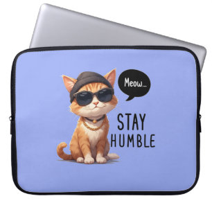 Blijf bescheiden Cat Design Laptop Hoesje Elektron Sleeve