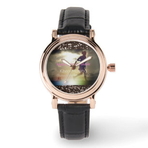 Blijf Bewegen Bruine Nep Glitters Horloge