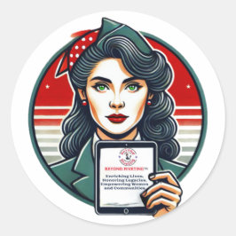 Blijf bij doel: voorbij klinkende Sticker! Ronde Sticker