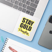 Blijf bij Gold Ponyboy Sticker (Laptop met iPhone)