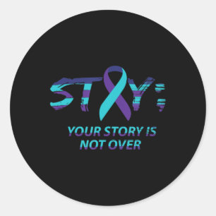 Blijf bij Semicolon Suicide Awareness Mental Healt Ronde Sticker