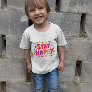 Blijf blij - Blijf blij Kleurrijke Tekst T-shirt