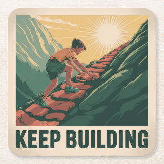 Blijf Bouwen Vierkante Kartonnen Onderzetter